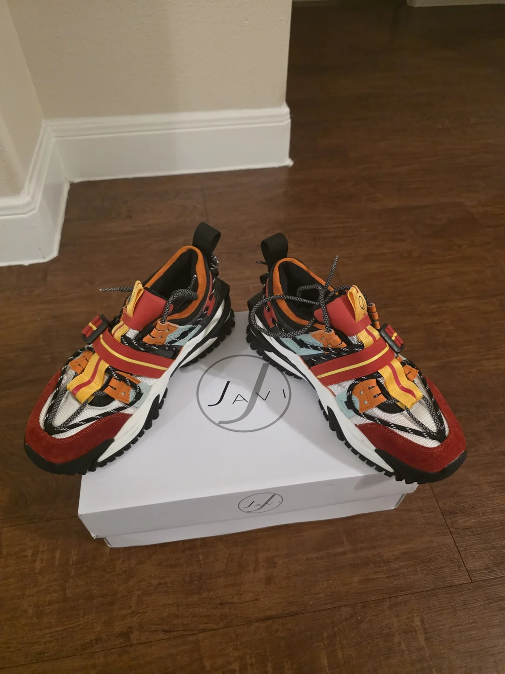 Javi Hype Sneakers | Mens 9.5 US | Red, Orange & Yellow - Picture 3 of 6